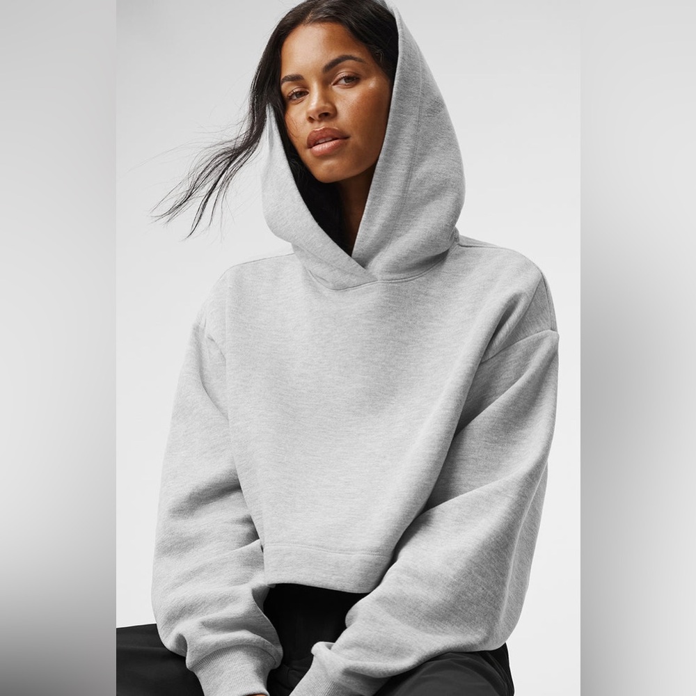 Alo Bae Hoodie Size S (4-6) | Heather Grey Cropped Hoodie